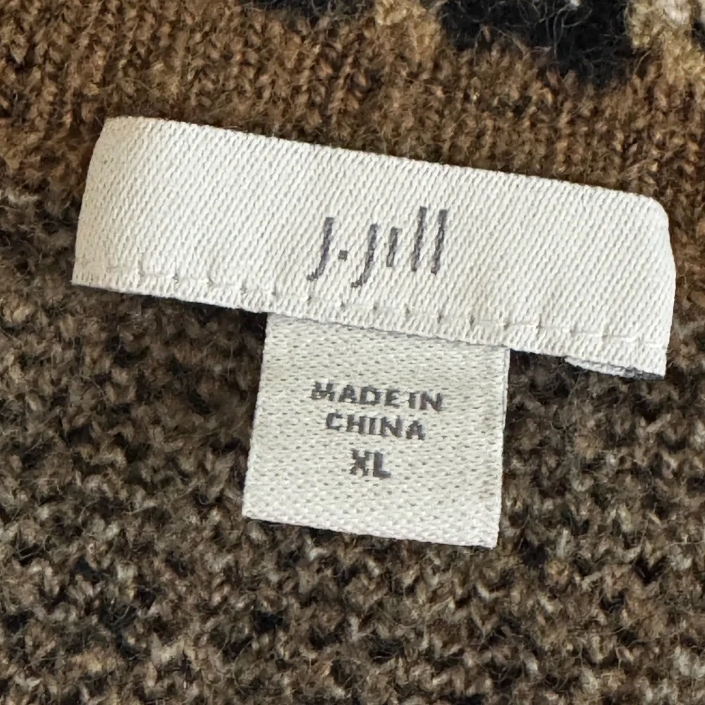 J. Jill Brown and Black Houndstooth Sweater Jacket XL
